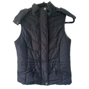 American Rag Zip Button Up Removable Fur Trim Hoodie Puffer Vest Zipper Pockets